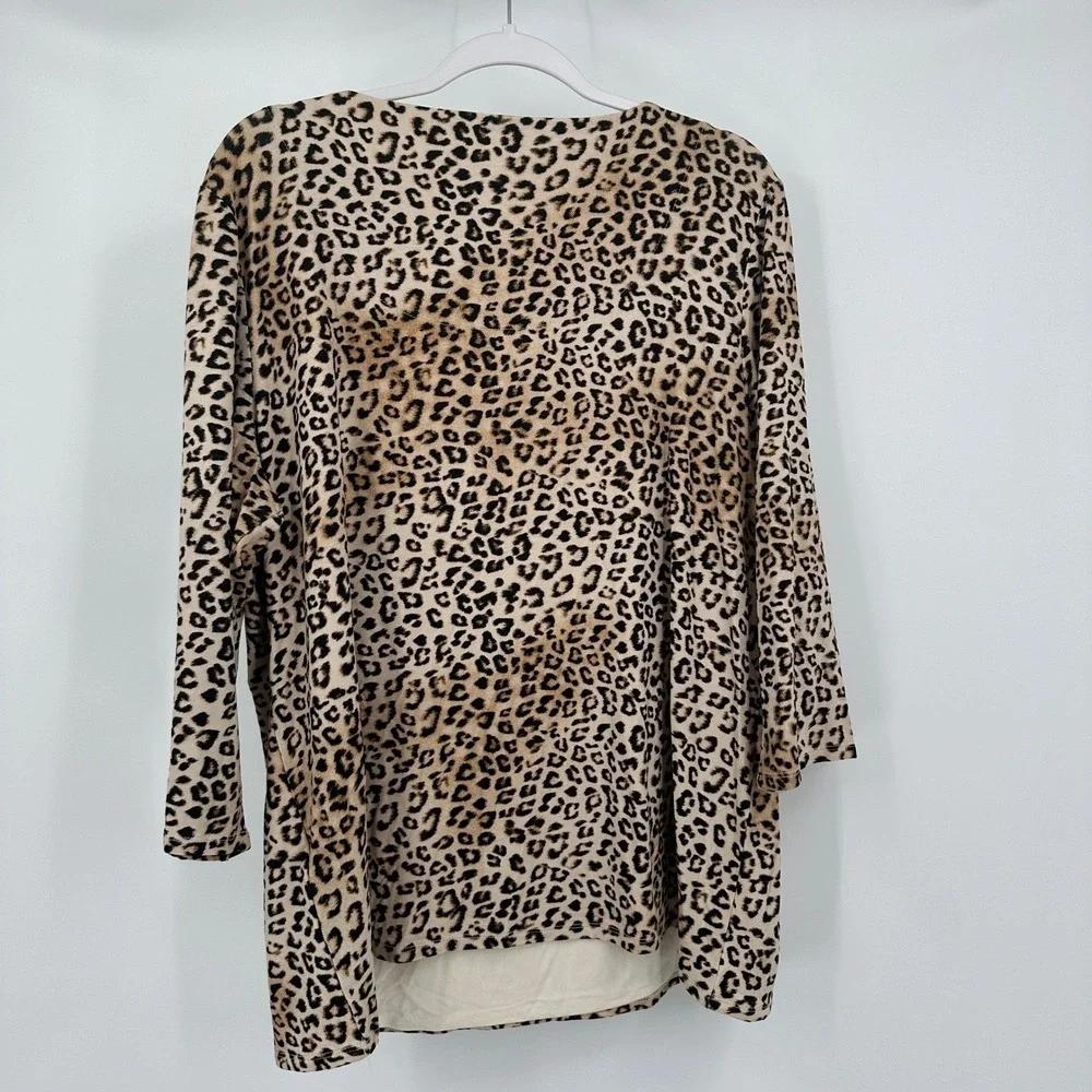 Chicos Womens Safari Maximalist Leopard Print Top Sz 3 US XL Bold Cheetah Office
